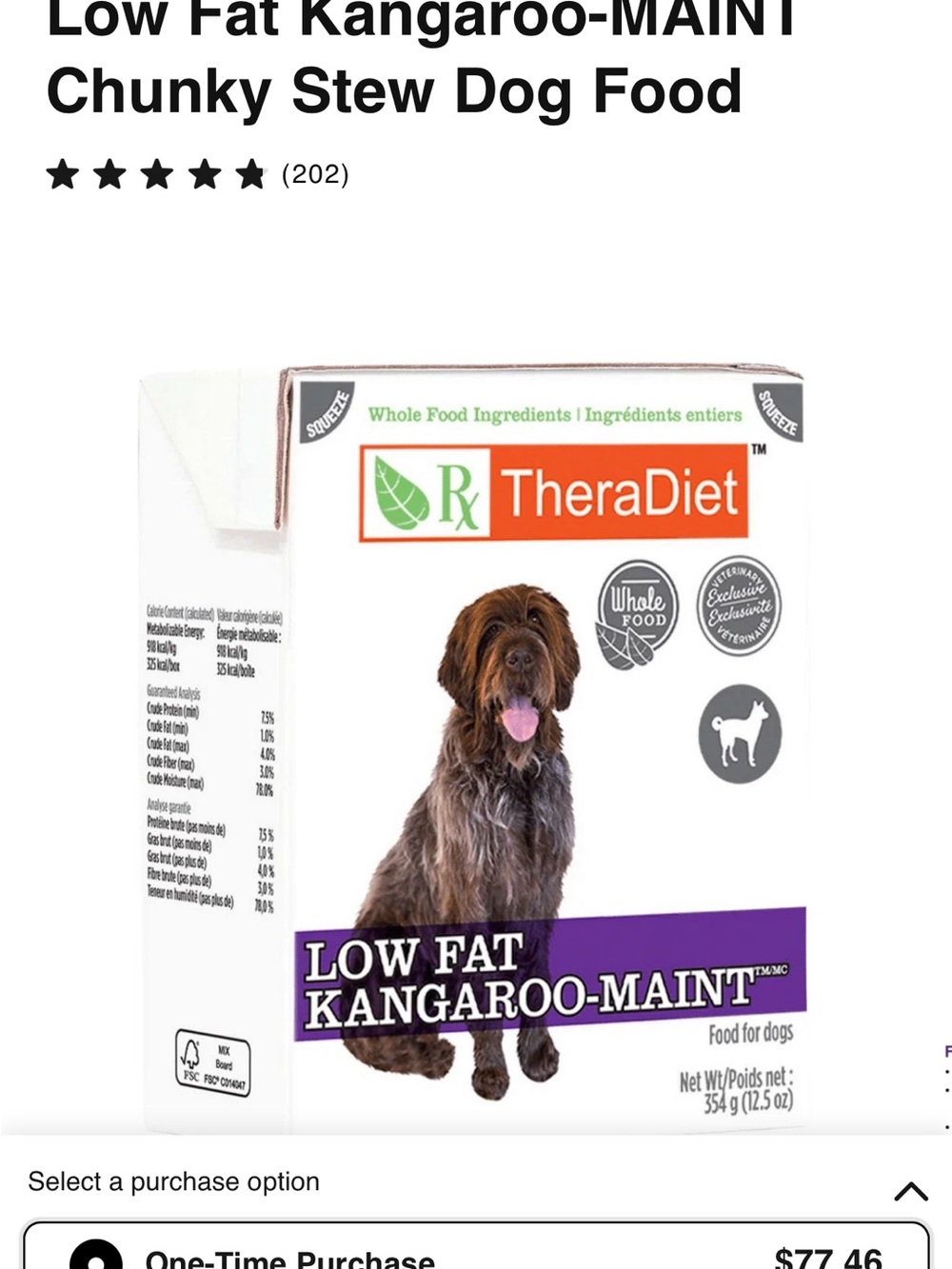 Low Fat Kangaroo-MAINT Chunky Stew Dog Food 10 cartons